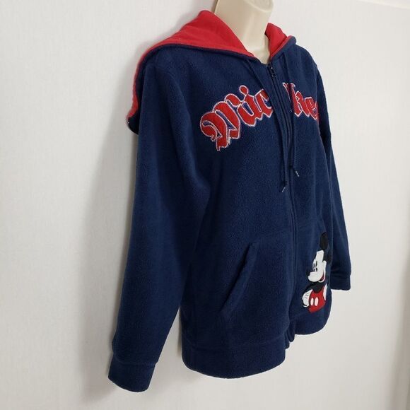 Mickey Mouse Zip Up Jacket Missy Med Blue Fleece - Picture 3 of 7